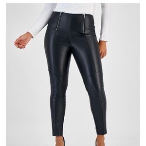 NWT New Bar lll Faux Leather Double Zip Leggings Sz XL